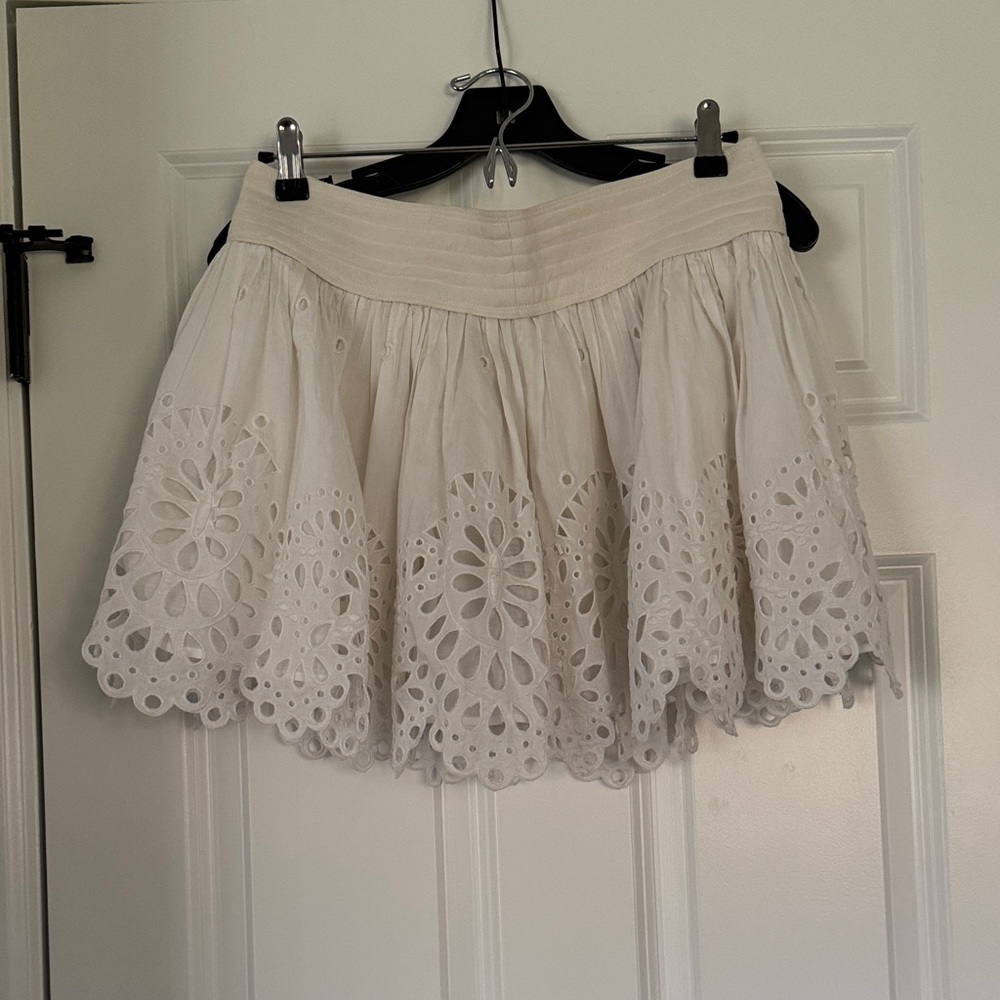 Isabel Marant White Eyelet A-Line Skirt
